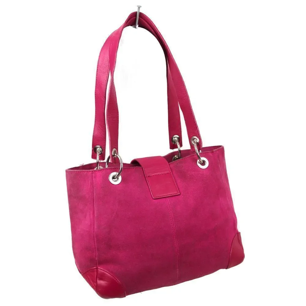 ROOMY BATH & BODY WORKS MAGENTA FAUX LEATHER SUEDE TOTE BOHO SHOULDER BAG PURSE